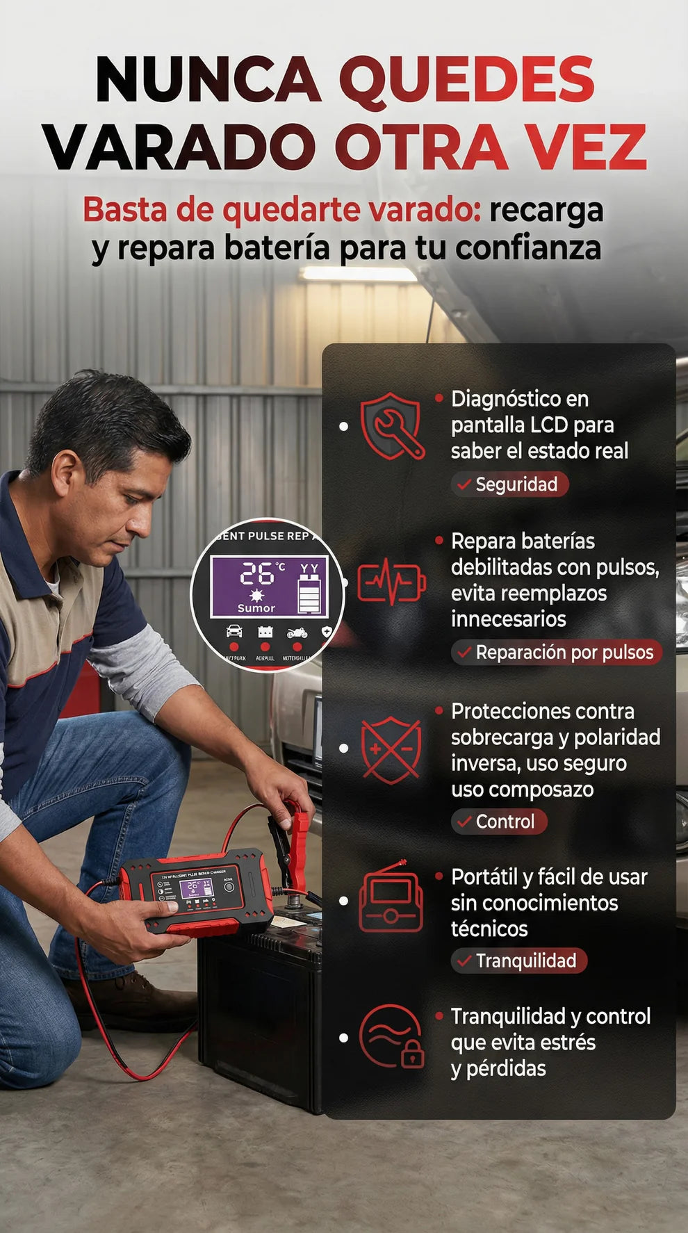 CARGADOR DE BATERIA PREMIUM- No te quedes varado otra vez